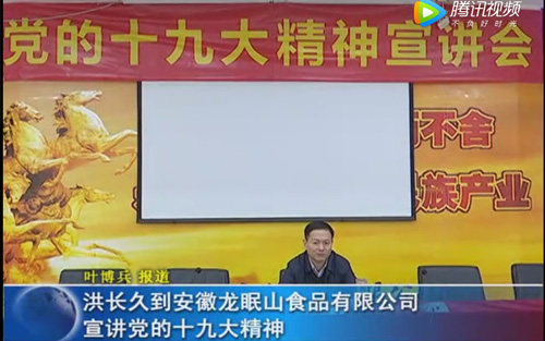洪长久到安徽龙眠山食品有限公司宣讲党的十九大精神